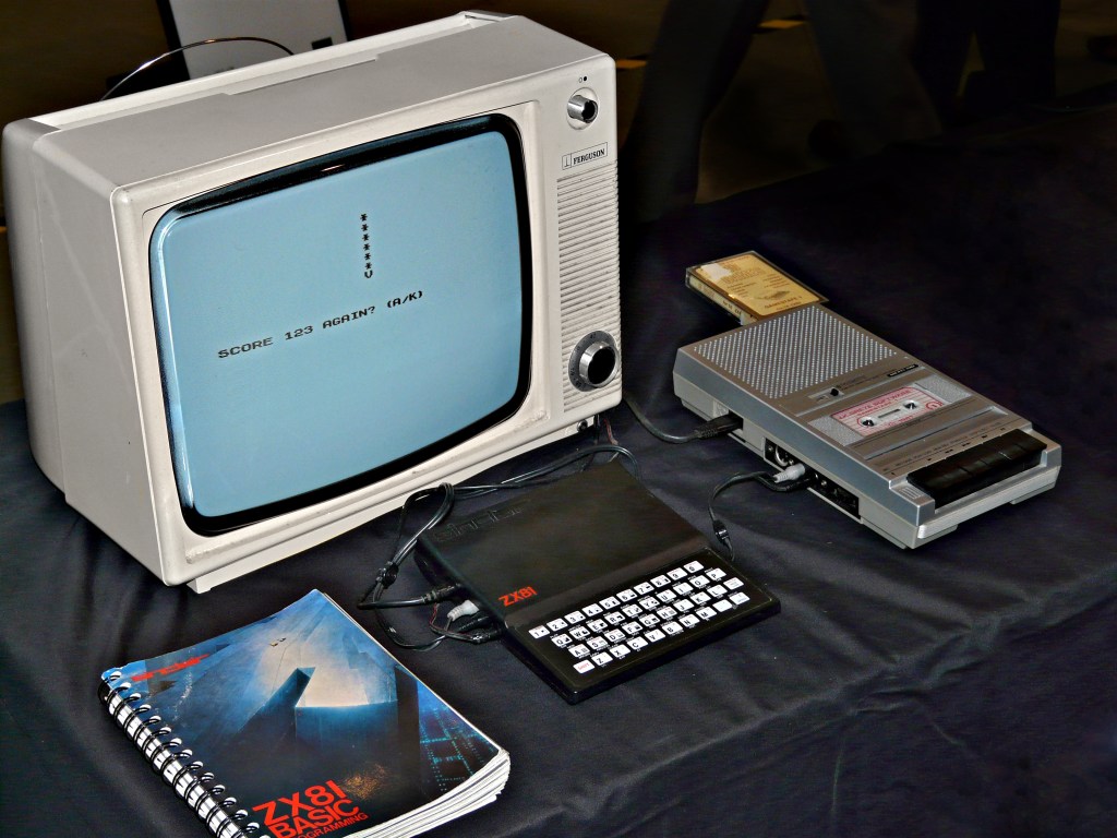 A Sinclair ZX81 with cassette recorder.