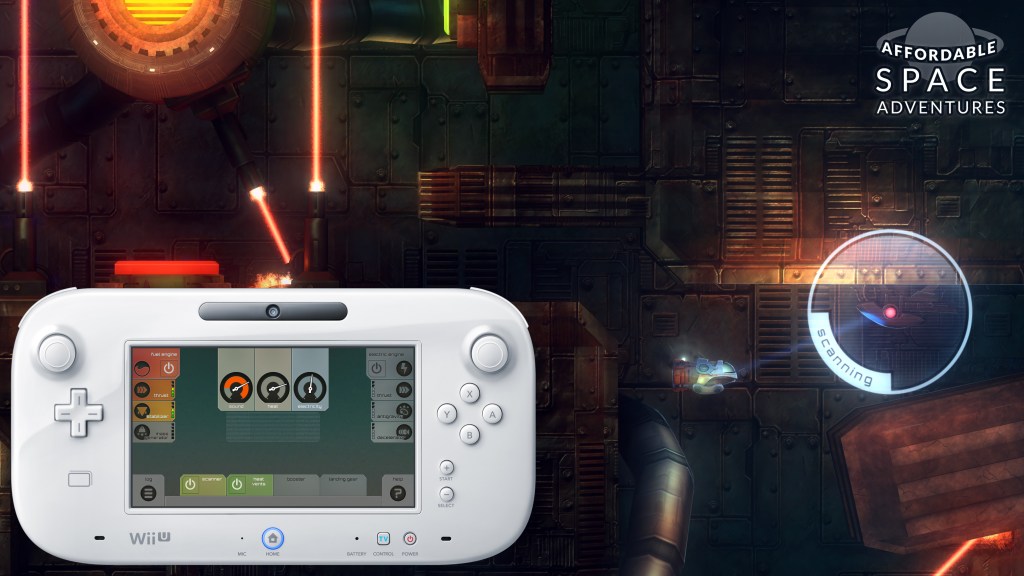 The engineer takes care of the dials on the gamepad screen, while the pilot steers the ship (on the right).